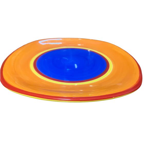 DANSK CARIBE BAHAMA Salad Plate 8 3/4" Orange Blue Hand Painted discontinued - Picture 3 of 5